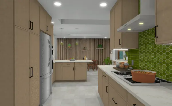 Madison Mid-Century Modern Kitchen Rendering 4
