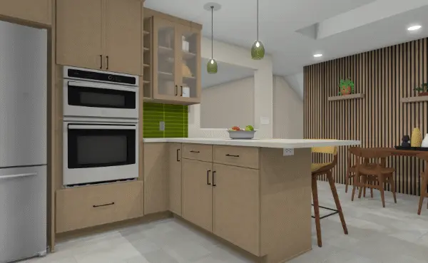 Madison Mid-Century Modern Kitchen Rendering 6