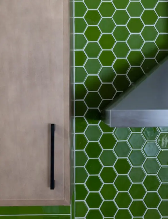 Glass Hex Backsplash Kitchen Design Madison