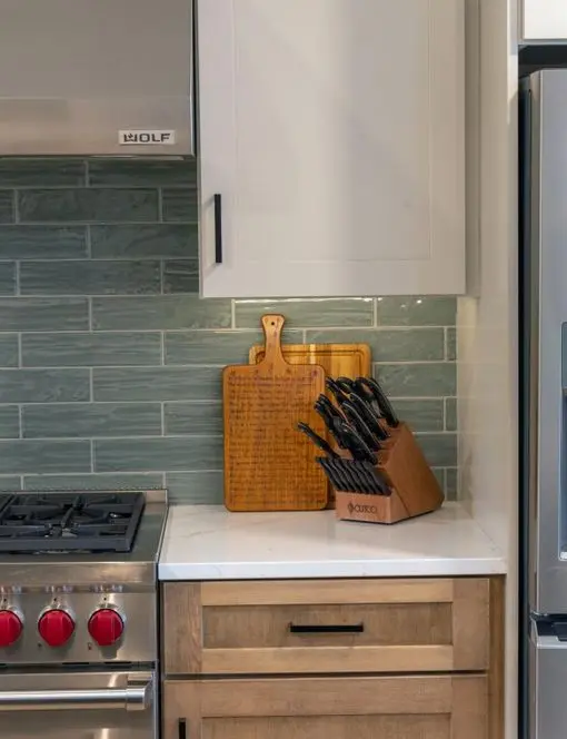 Tile Backsplash Range Detail Madison WI Kitchen Remodel