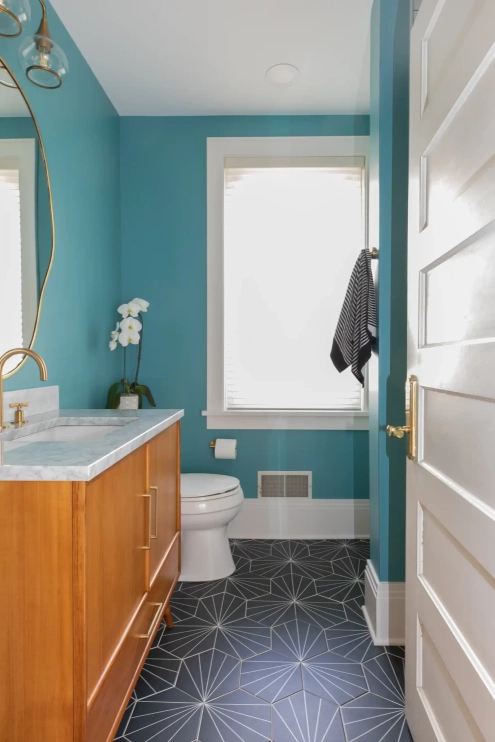 Bathroom Remodel Madison WI Aster Hex Nero Tile