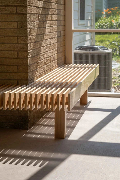 Screened In Porch Madison WI wood bench