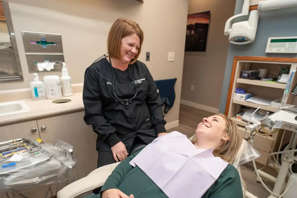 Patient in the dental chair for teeth whitening treatment in Greeley, CO
