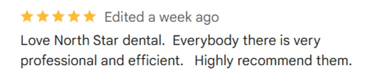 NorthStar Dental's Google patient reviews