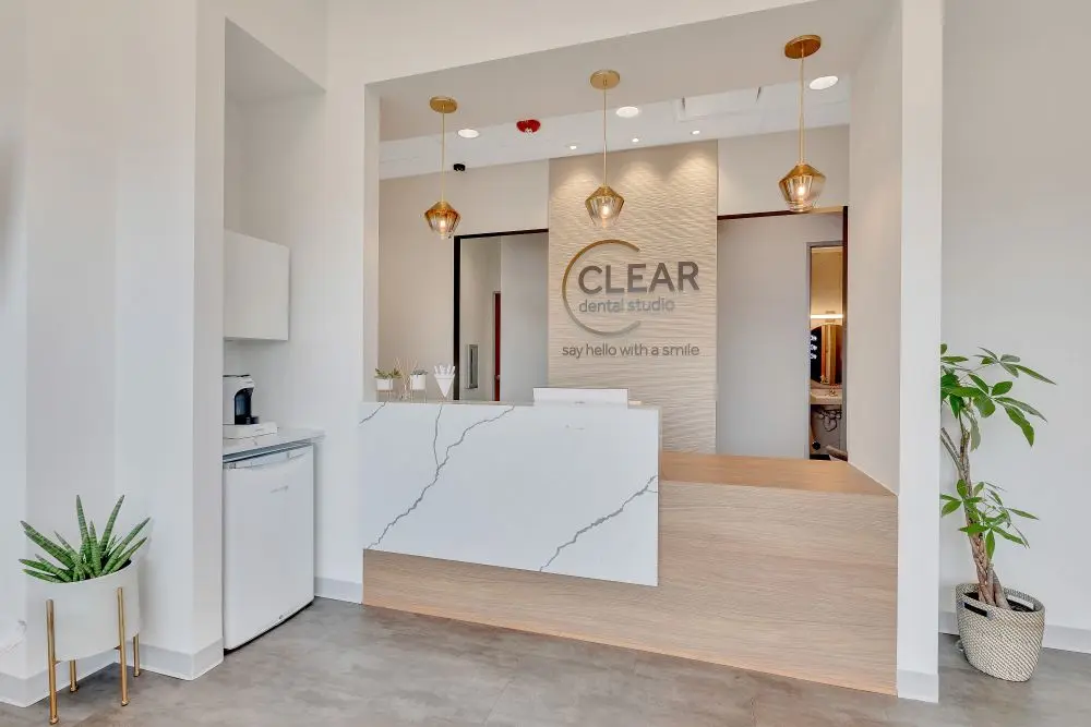 clear dental studio reception area