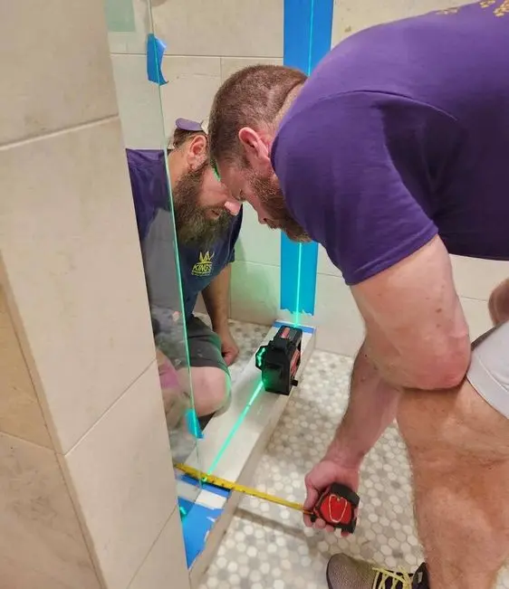 Custom frameless shower glass installation