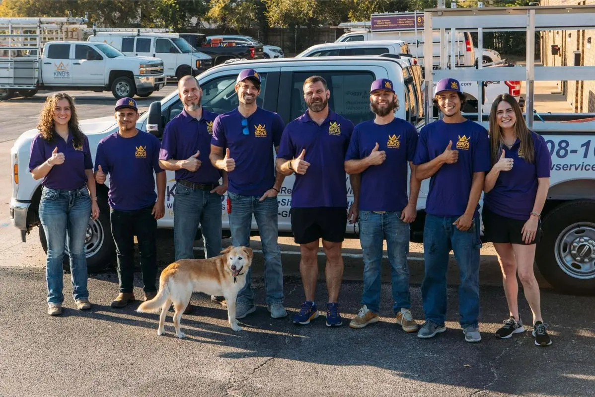 The King's Window Services team outside their North Richland Hills, TX shop