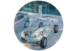 Illustration depicitng see-through vehicle to show advance driver assistance system