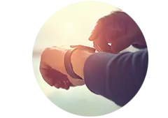 Close up of man touching smart watch on his wrist