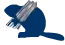 Blue beaver holding piece of aluminum