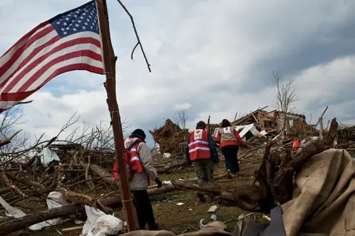 The Red Cross on the scene after the tornado hit Henryville, IN. 