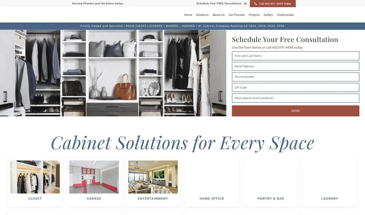 Space Solutions website homepage, built and managed by ajile MEDIA