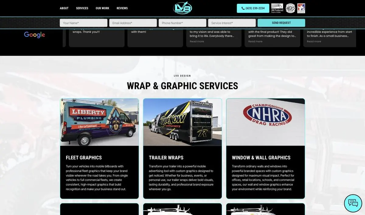 LV8 Design Group website homepage, built and managed by ajile MEDIA