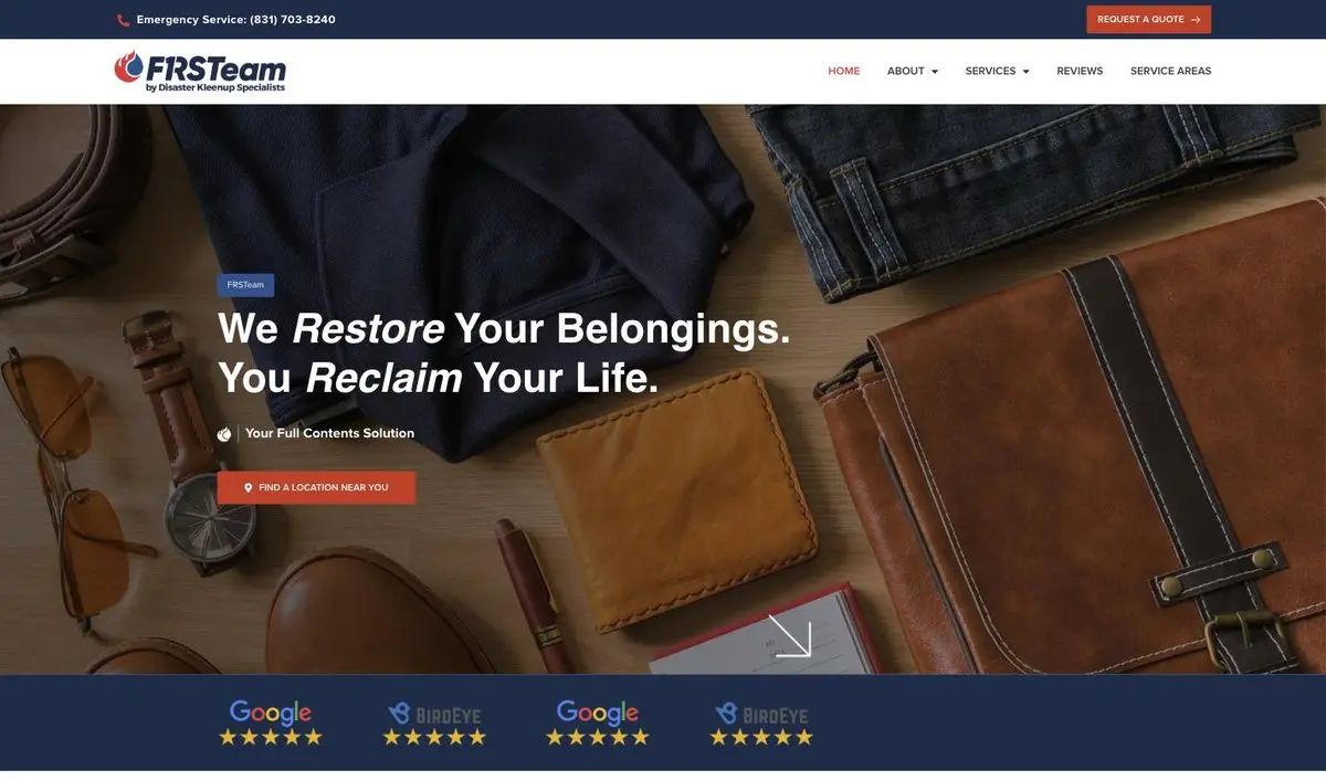 FRSTeam website homepage, built and managed by ajile MEDIA