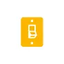 Simple yellow icon of a wall-mounted light switch or control panel on a rectangular plate.
