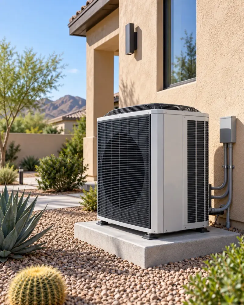 Outdoor cooling equipment beside a home