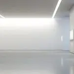 a minimalist art gallery with pristine white walls and gallery lighting that allows artworks to take center stage
