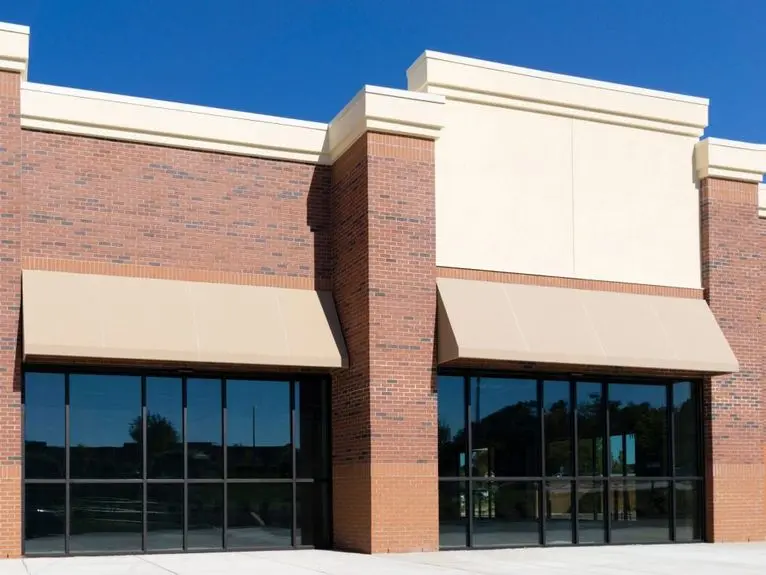 Typical retail small office building front