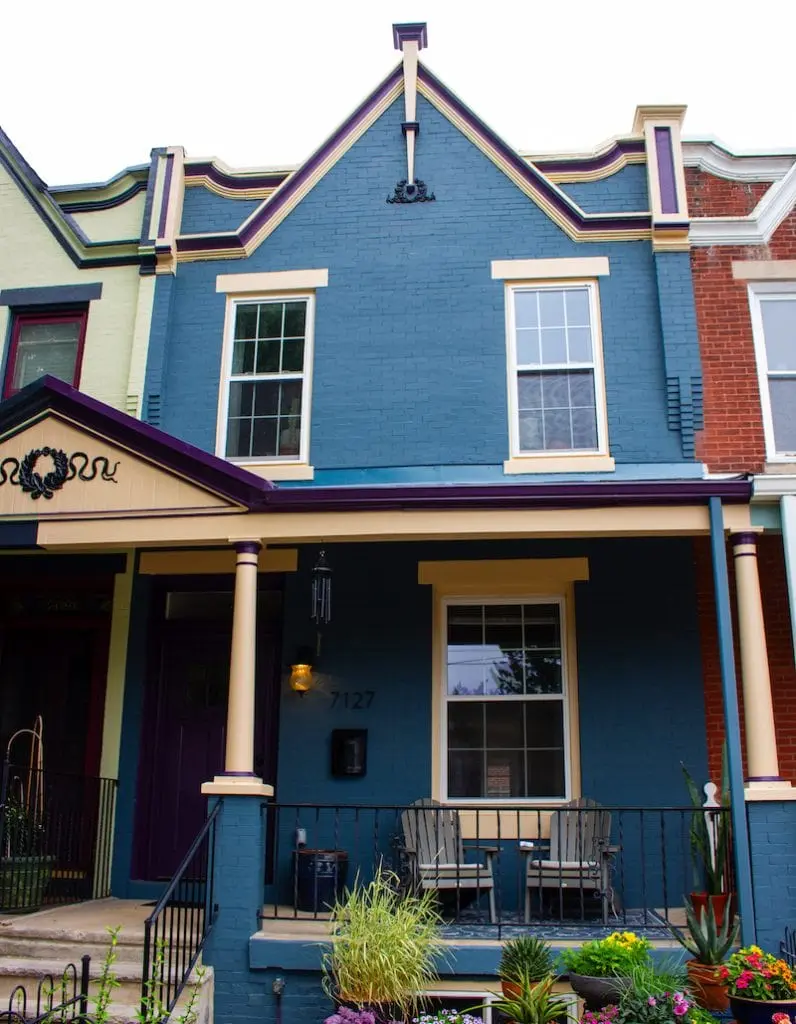 2 Story Style Row home with 2 colors on trim and 1 color on body