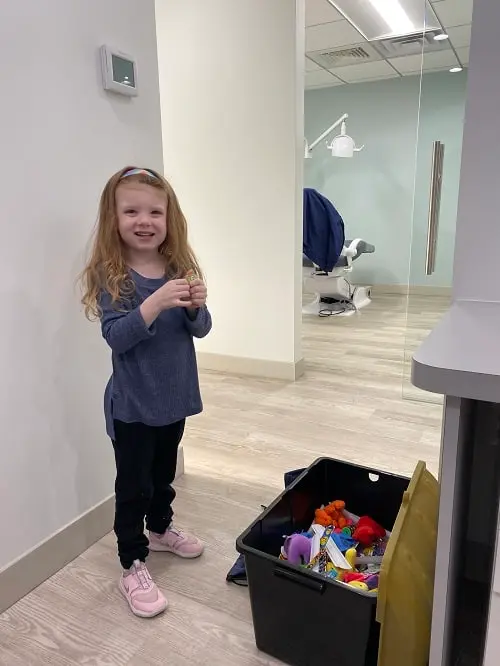 pediatric patient at Front Row Pediatric Dentistry in lobby