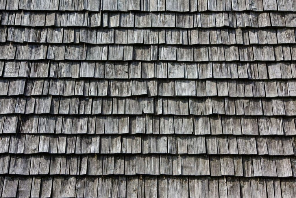 old roof with cedar shake tiles