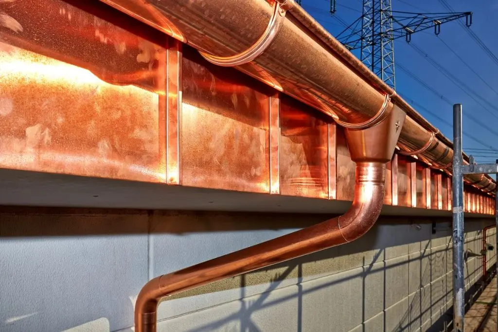 newly installed copper gutters