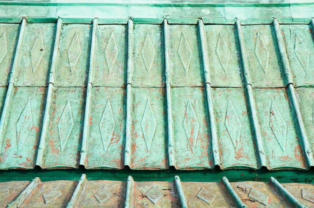 Detail of an old copper roof