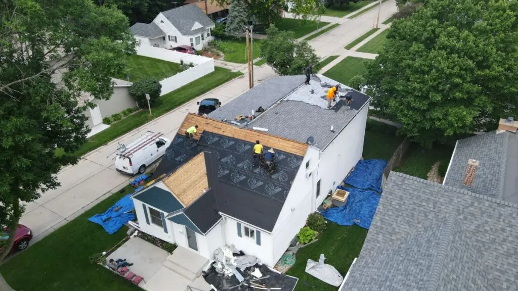 First Fruit Construction team working on a roof replacement