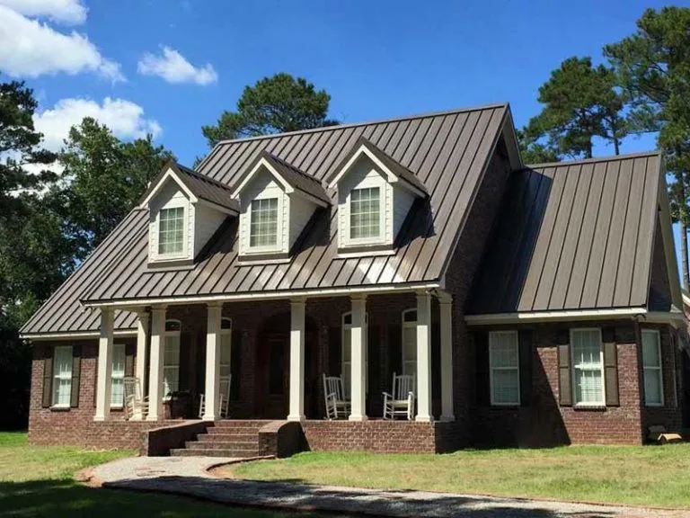 house roof with metal sheets and dormers