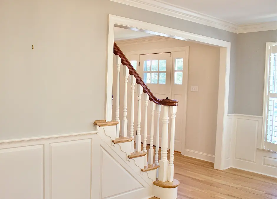 Freshly painted staircase and foyer helping prepare a Philadelphia-area home for sale.
