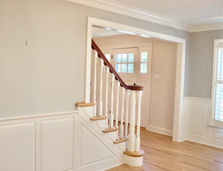 Freshly painted staircase and foyer helping prepare a Philadelphia-area home for sale.