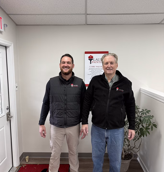 Lauro Painting owner, Nick Lauro with his Dad and new estimator, Pete Lauro.