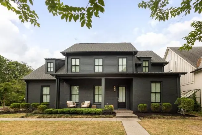 Iron Gray exterior paint color Dark gray painted brick house, an answer to should I paint my brick house