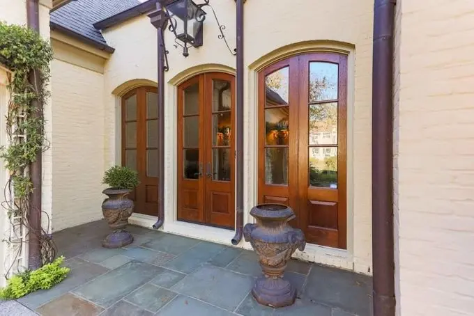 Wood front door refinished and stained with general finishes exterior 450
