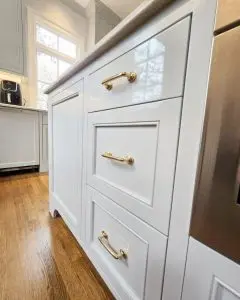 Farrow and Ball Color matched high gloss kitchen cabinet