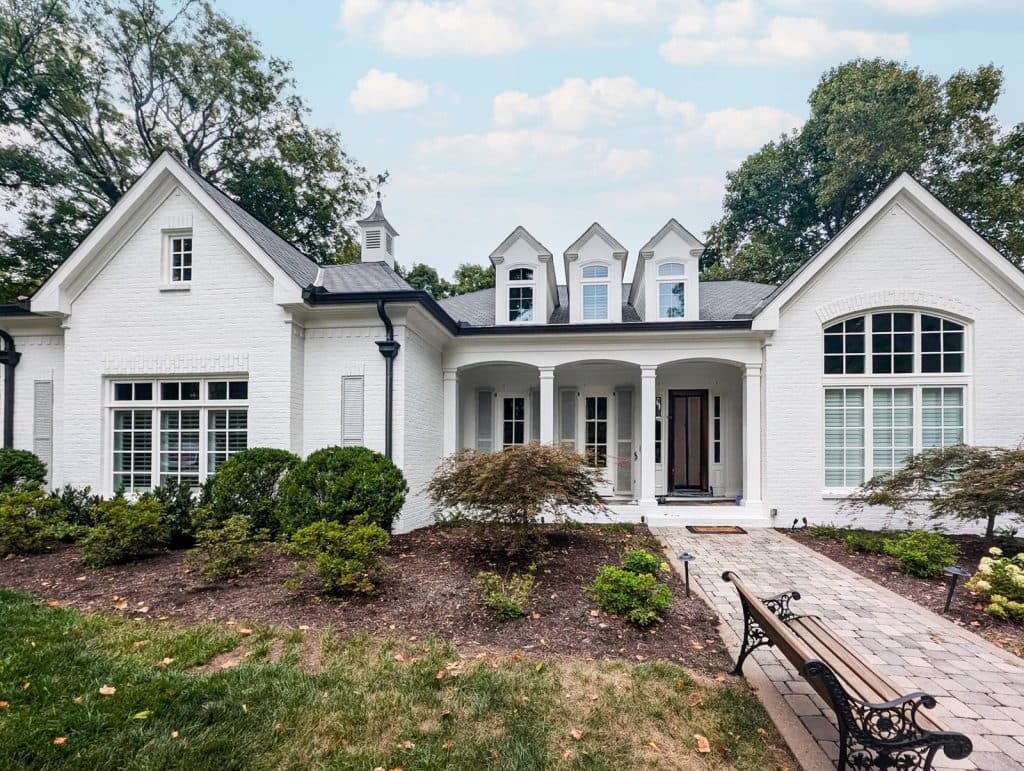front of a painted brick home exterior Nashville