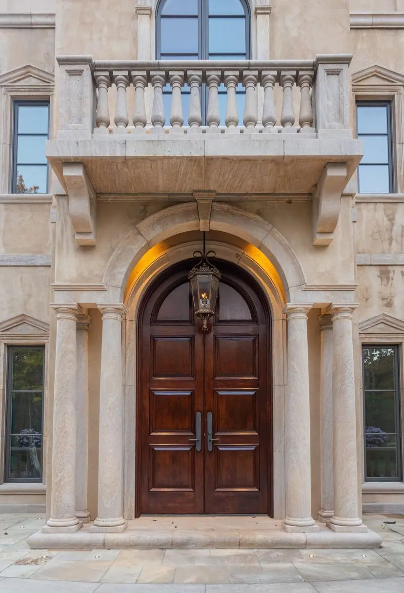 house painter working on a Large wood front door refinished and stained service