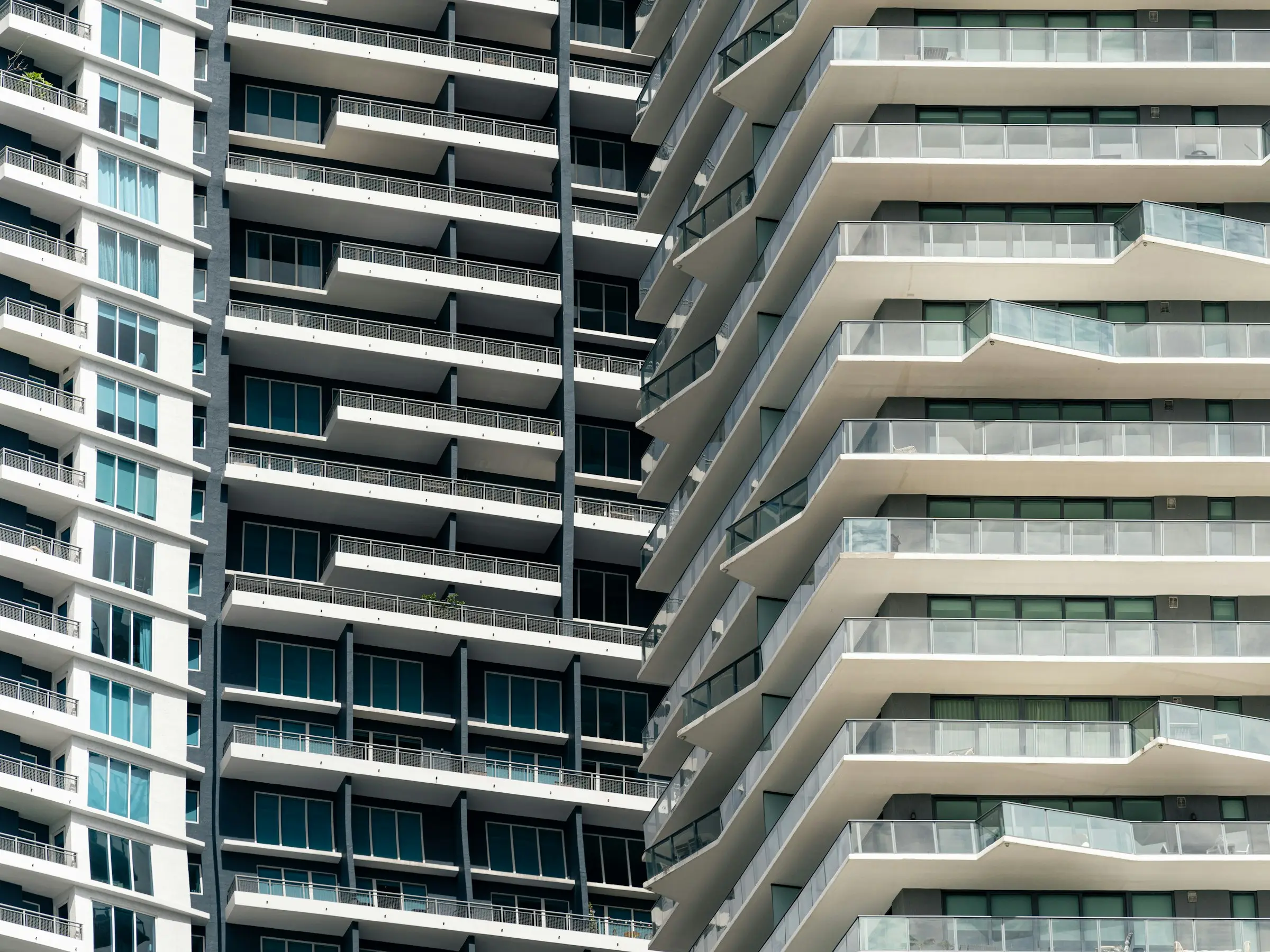 High-rise condominium building with balconies in Florida