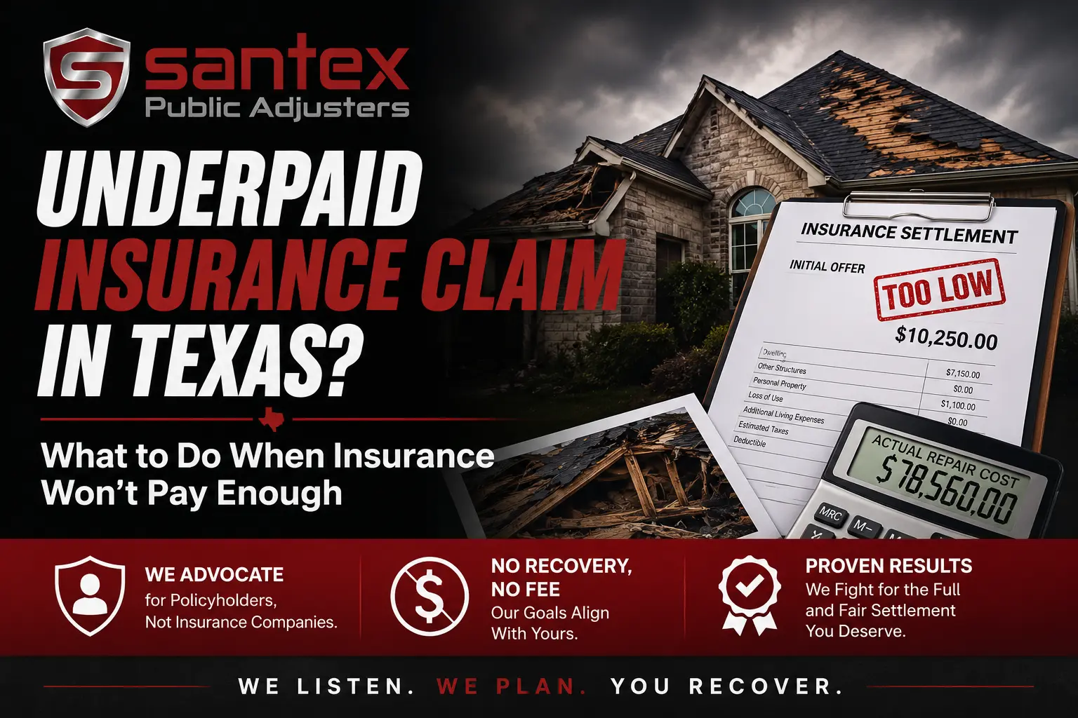 Underpaid Insurance Claim in Texas - Santex Public Adjusters