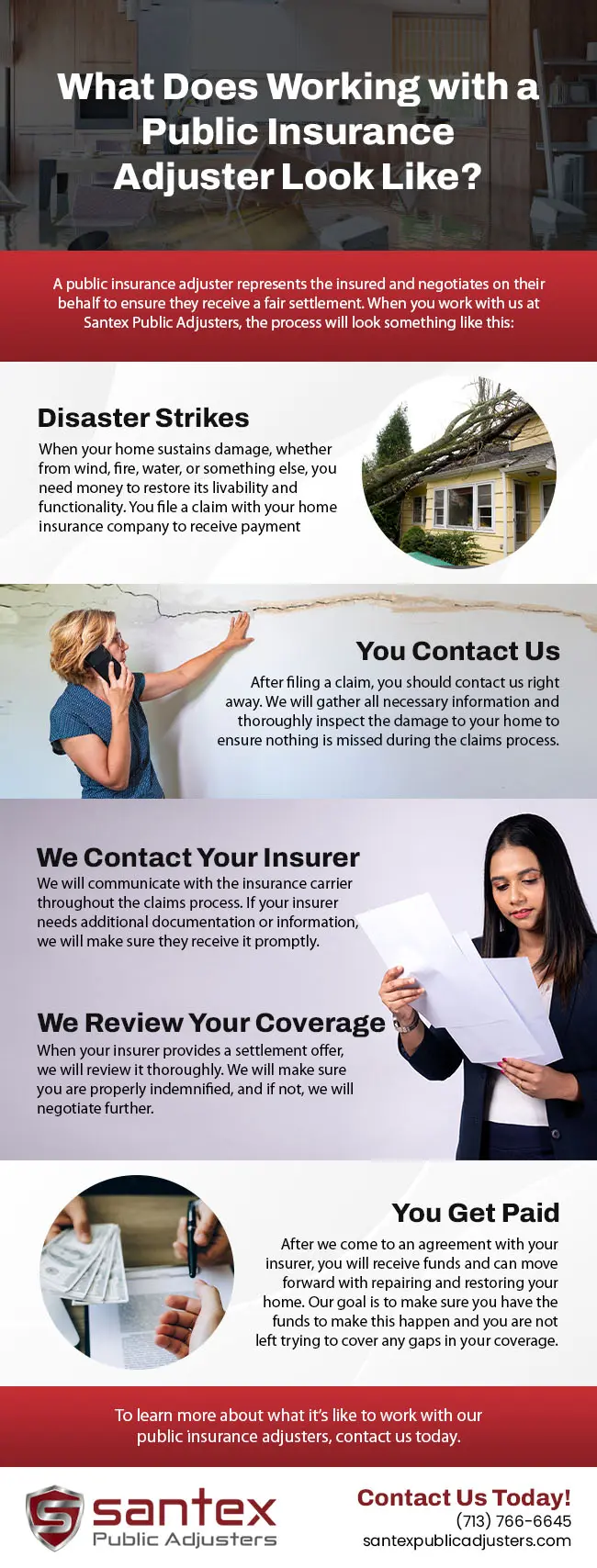 Santex Public Adjusters logo with a professional setting, emphasizing claims assistance and insurance advocacy in Pasadena, TX.